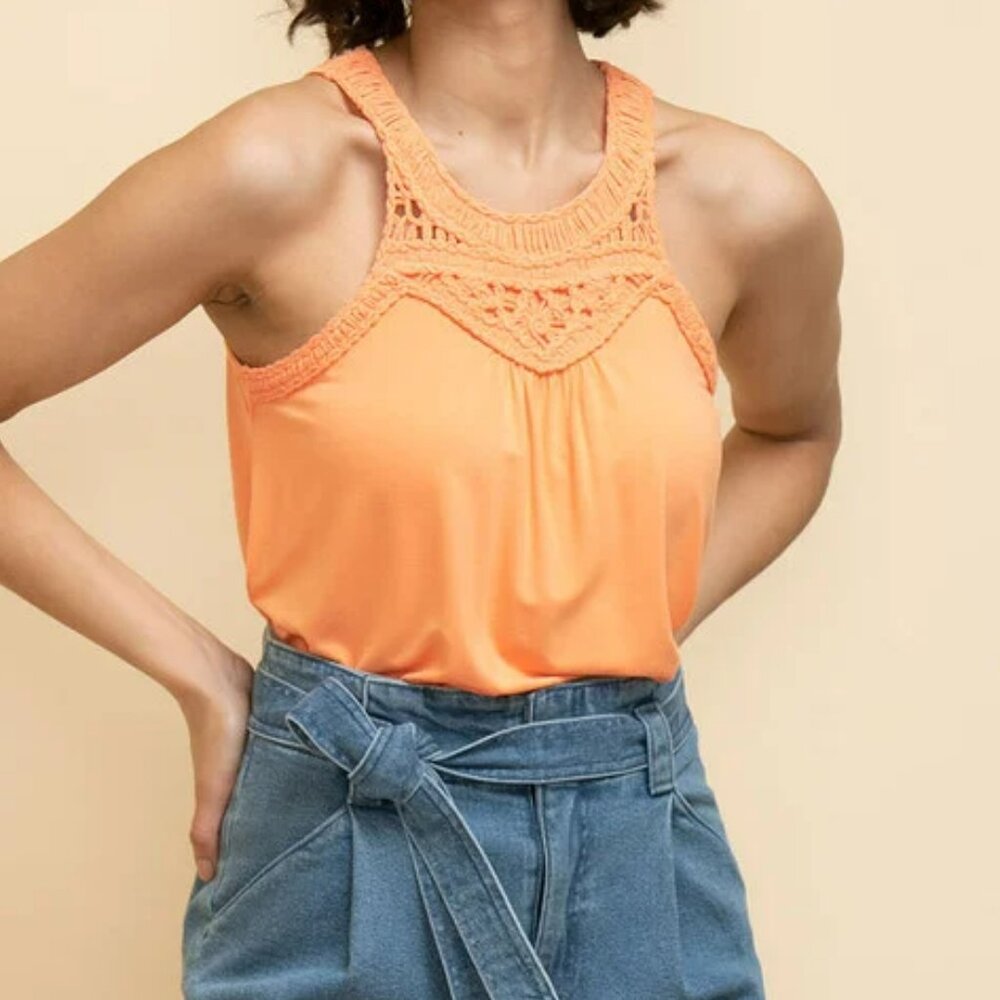 Sleeveless Top with Crochet Trim - Picture 2 of 8